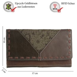 Sunsa women's wallet. leather purse. Wallet with RFID protection. Sustainable wallet made from leather scraps. Large women's wallet with many credit card compartments - wallet/purses for women the best gift idea.