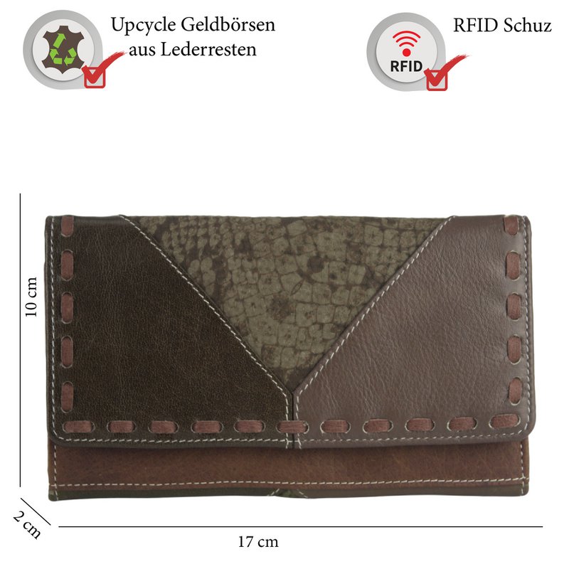 Cartera de mujer Sunsa. monedero de cuero. Cartera con protección RFID. Cartera sostenible hecha con retales de cuero. Cartera de mujer grande con muchos compartimentos para tarjetas de crédito: cartera/cartera para mujer, la mejor idea de regalo.