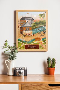„Dokkum“ – A3-Illustrationsdruck | Kunstdruck auf 300 g/m² Tintoretto Gesso | Elf Städte festgelegt