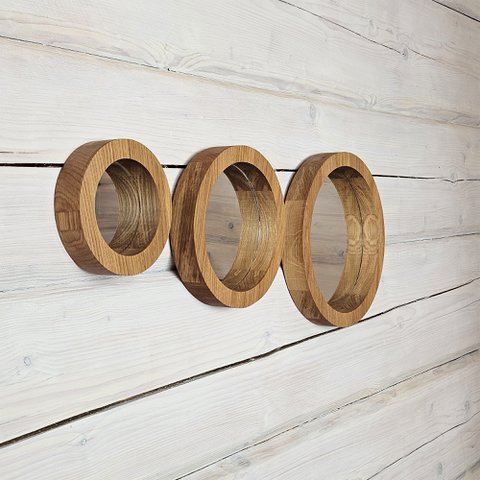 Set von 3 handgefertigten Eichenspiegeln für rustikale, minimalistische und Bauernhausflächen