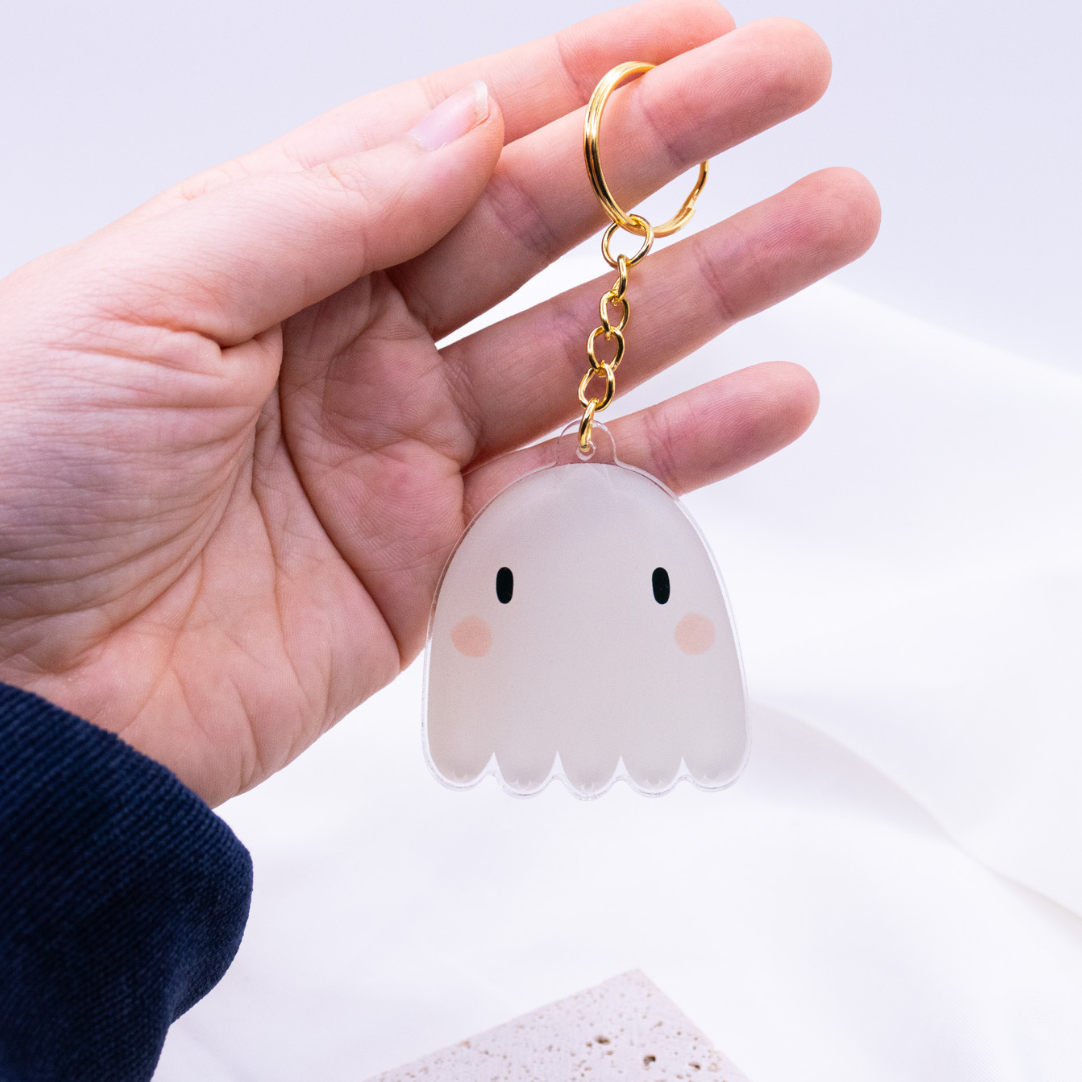 Keychain Ghost Halloween made of acrylic - gift autumn key ring moving in sweet ghosts