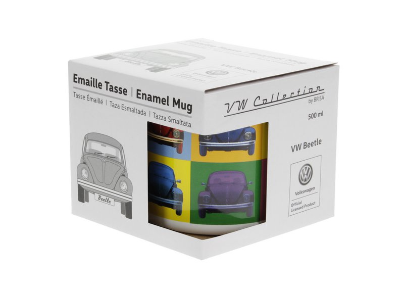 Tazza smaltata Volkswagen VW Beetle 500 ml in confezione regalo - multicolore