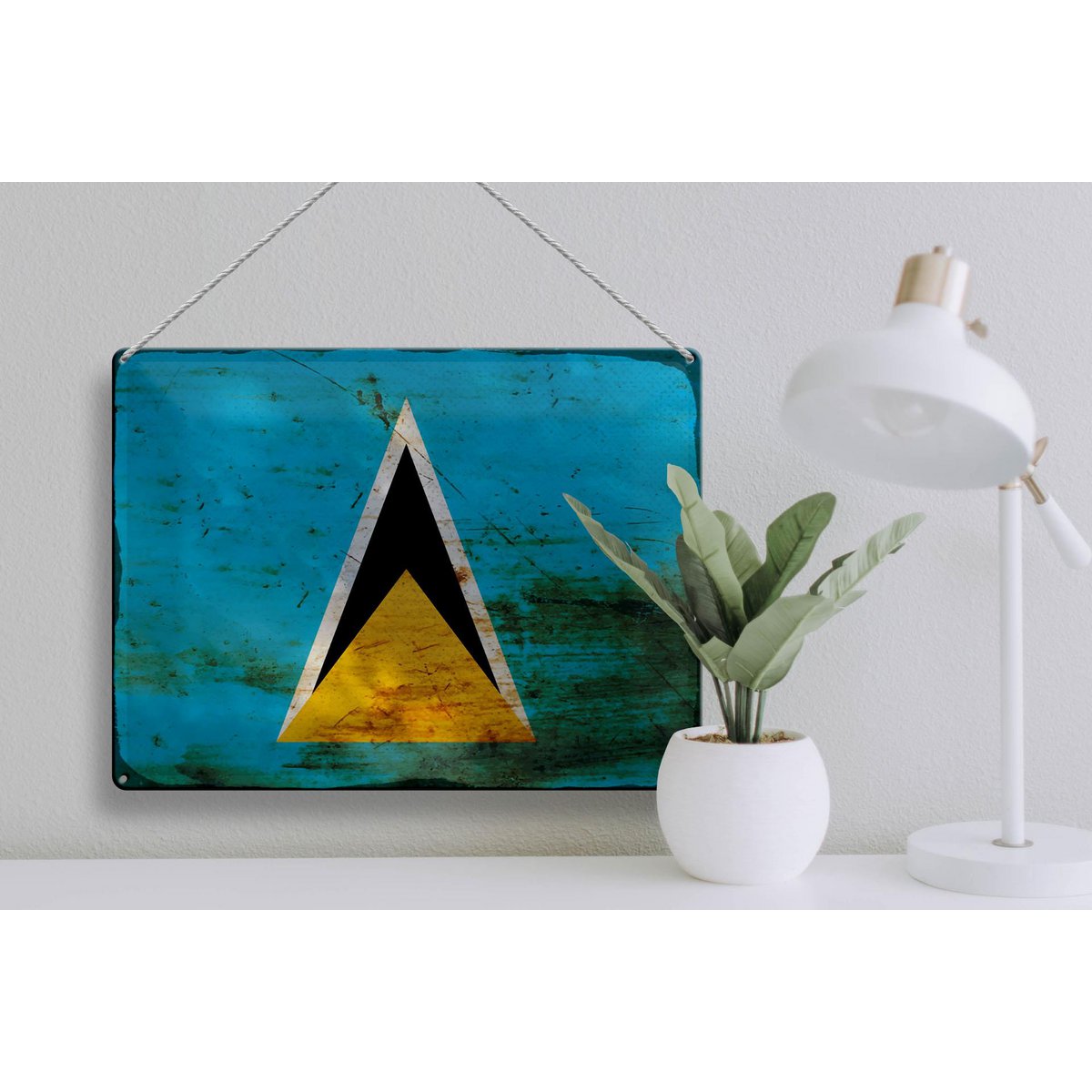 Tin sign flag Saint Lucia 40x30cm Saint Lucia rust
