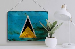 Tin sign flag Saint Lucia 40x30cm Saint Lucia rust