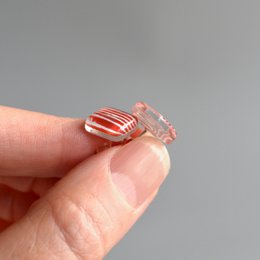 Tiny  black white striped earrings with sterling silver posts