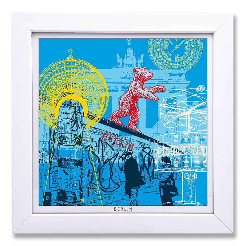 Art-Print-Berlin-02 in a white wooden frame
