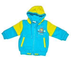 Biologische sweatjack voor jongens biologisch katoen, geel-blauw