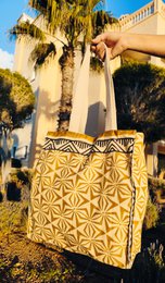 PACK OF 4 UNITS - BLOCK PRINT COTTON BAGS SOLLER COLLECTION