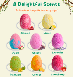 Bombas de baño - Huevos de dinosaurio con juguetes en su interior - Set de 8 piezas