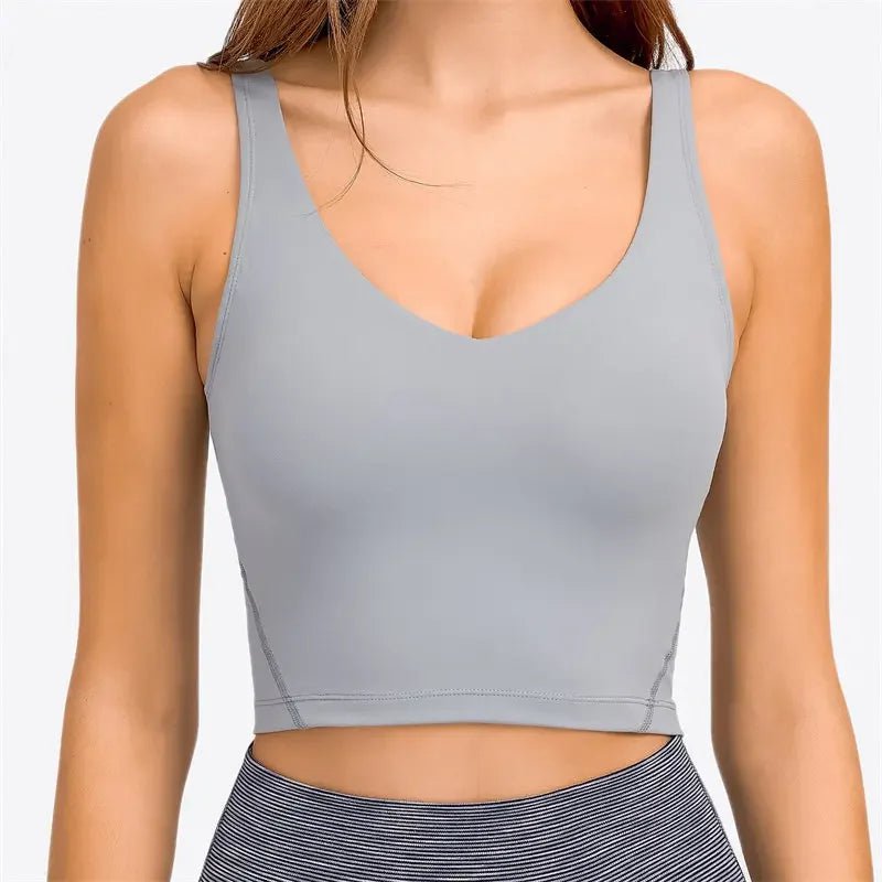 Camiseta sin mangas Nepoagym PASSION con estante, sujetador integrado, Top corto con acolchado extraíble, sujetador deportivo palangre para Yoga y gimnasio