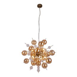 Pendelleuchte "EXPLOSION" amber aus Metall und Glas, G9 Fassungen, Hängelampe für Esszimmer, Wohnzimmer, Diele oder Büro, Hängelampe Øca. 65 cm