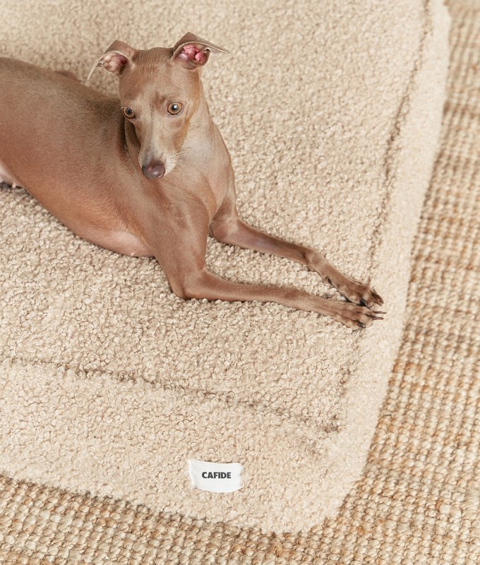 Hundeseng i beige fåreskind, Cuadra