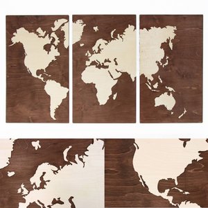 Weltkarte aus Holz, Wandkarte aus Holz, Weltkarte