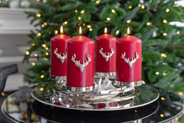 EDZARD set van 3 kandelaars elanden kandelaar, vernikkeld aluminium, hoogte 4,5 cm