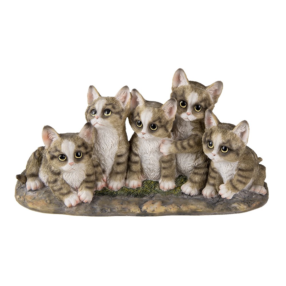 Beeld Kat 32x13x16 cm Grijs Kunststof Woonaccessoires