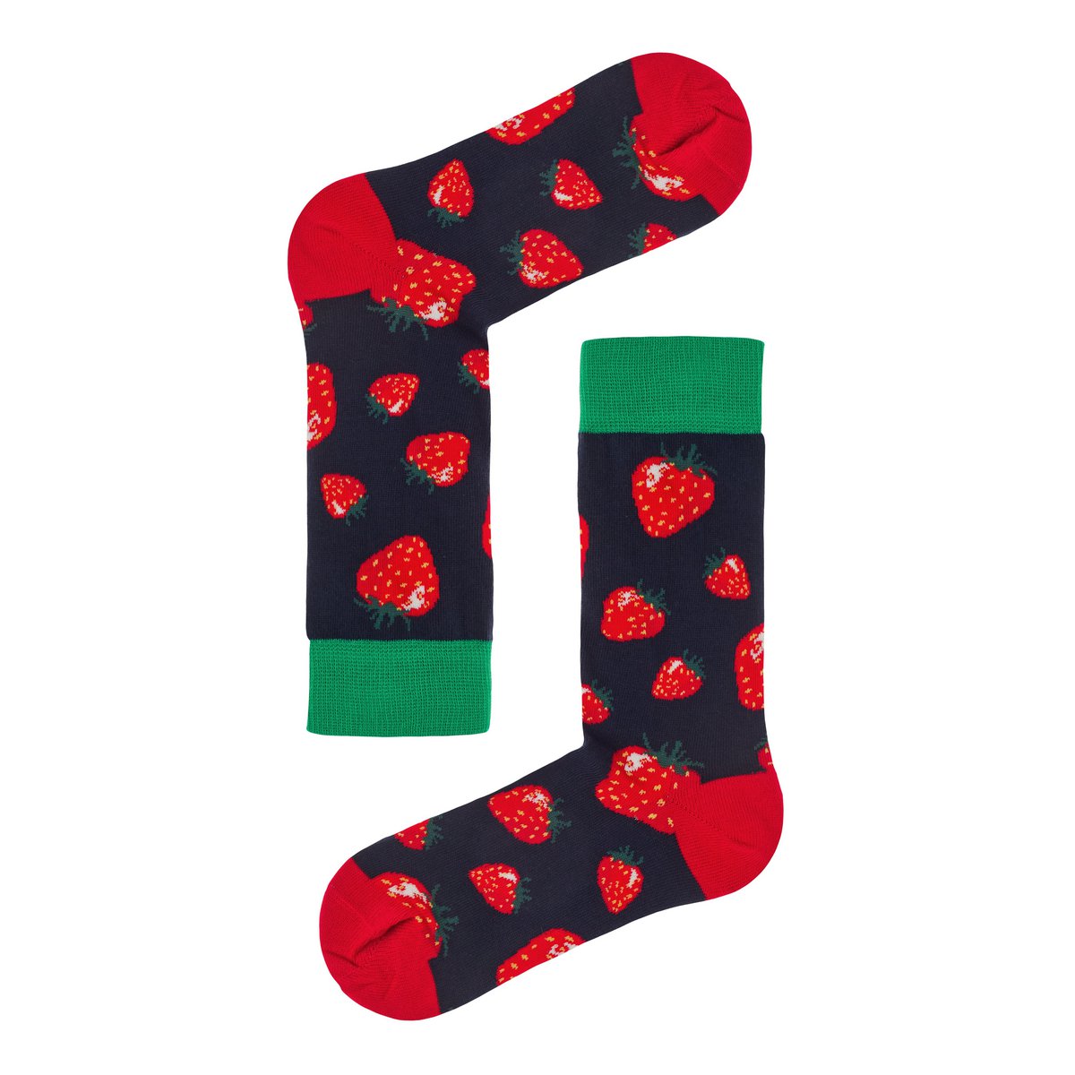 Bio Socken Strawberries - Bunte Socken mit Erdbeeren, Erdbeer-Muster