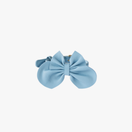 Blue leather butterfly dog collar, soft and comfortable for pets.