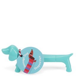  Aqua-colored sausage dog shaped pen with a playful design, suitable for kids.