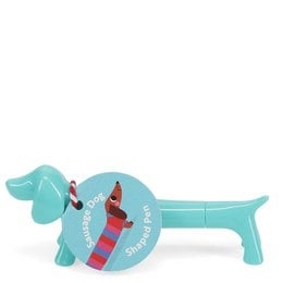 Aqua-colored sausage dog shaped pen with a playful design, suitable for kids.