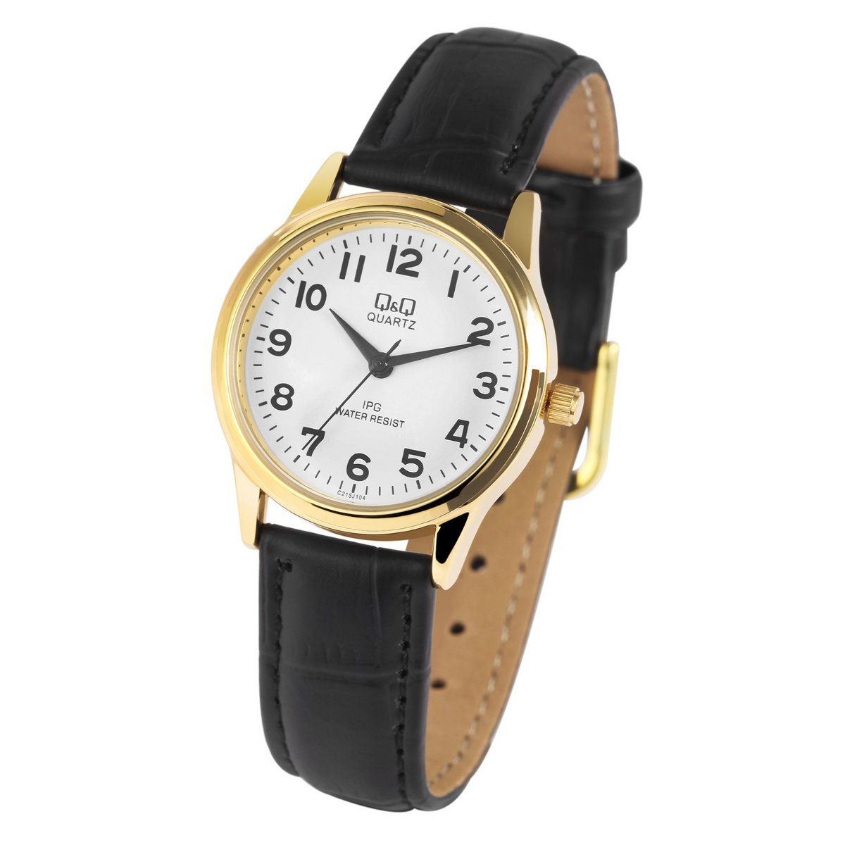 Orologio da donna Q&Q, Ø 30 mm, similpelle, nero/oro