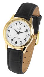 Reloj de mujer Q&Q, Ø 30 mm, símil piel, negro/oro