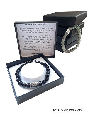 Men's bracelet silver black Obsidian & Sodalite 8 mm with matte silver bead