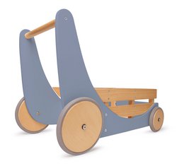 Chariot de rangement et déambulateur en bois 2-en-1 Kinderfeets - Bleu Ardoise ÉPUISÉ