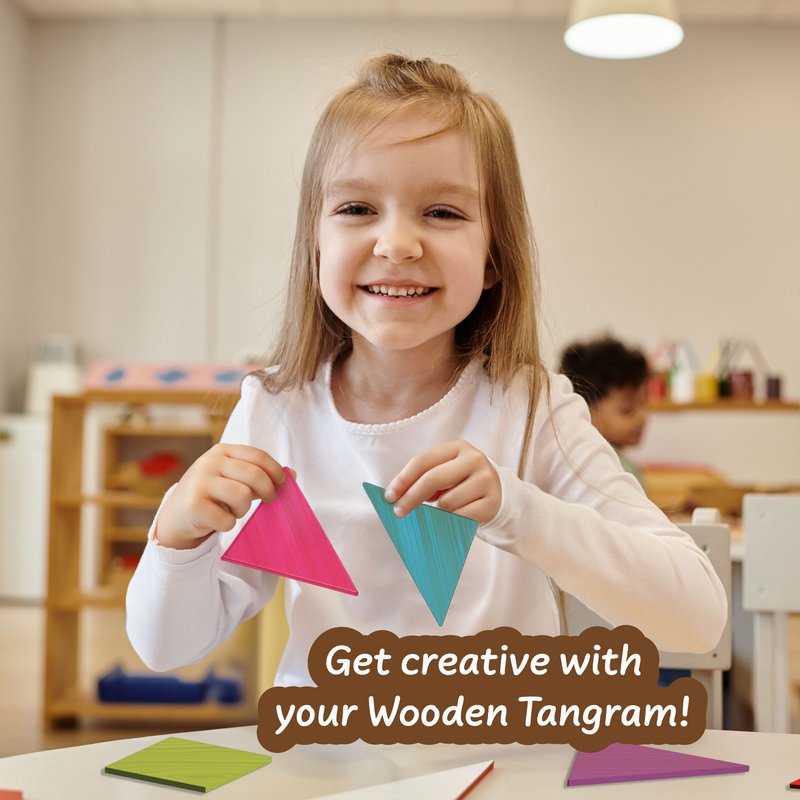 Tangram trælegetøj til børn (7 sprog)