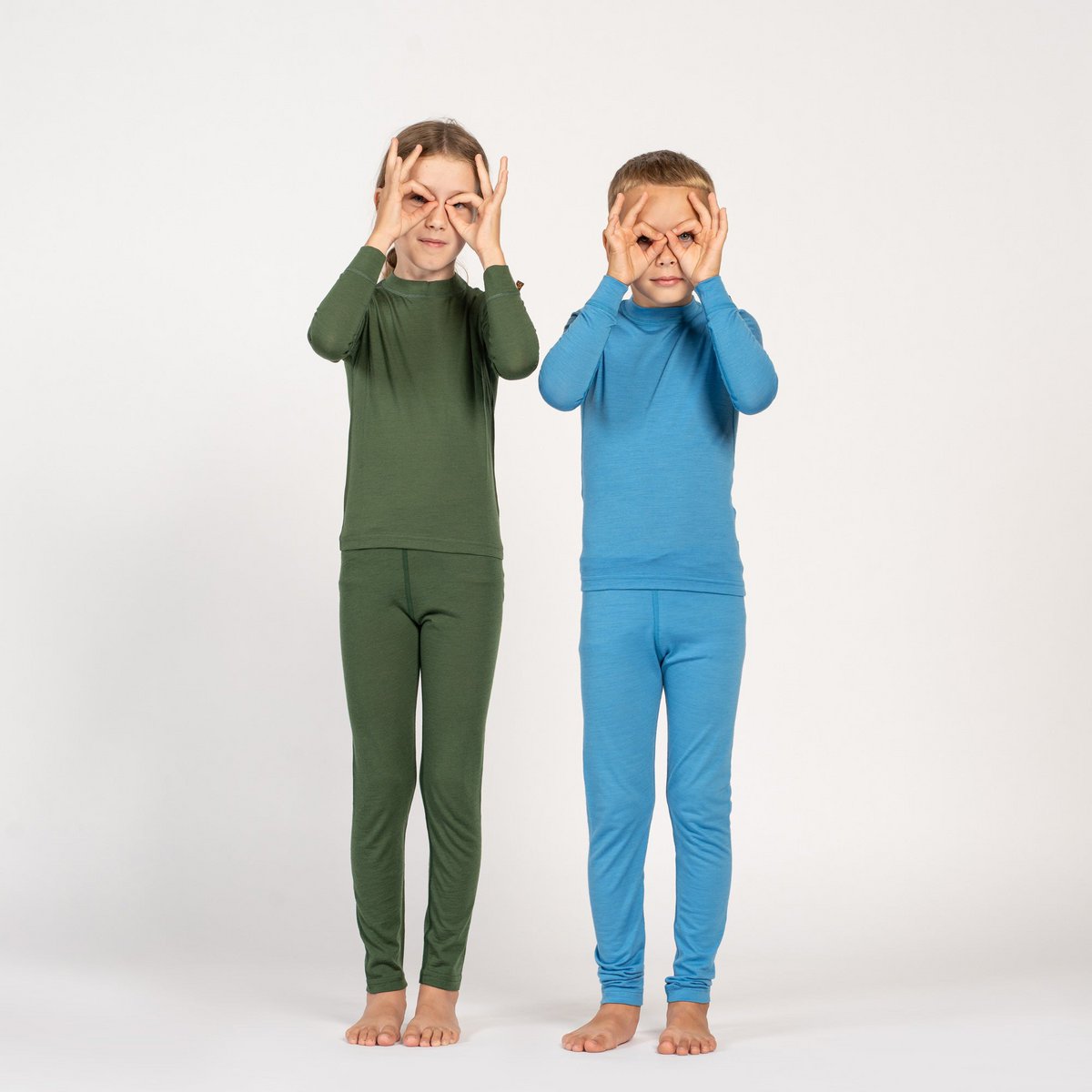 Ensemble manches longues Merino 160 enfant bleu clair