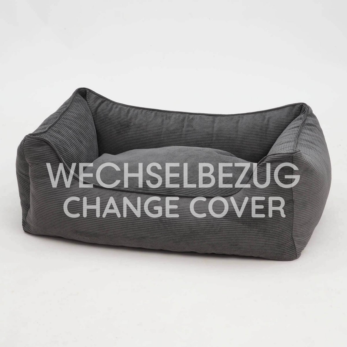 Wechselbezug Hundebett Box Bett Chelsea Cord graphit