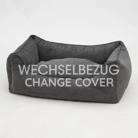 Wechselbezug Hundebett Box Bett Chelsea Cord graphit