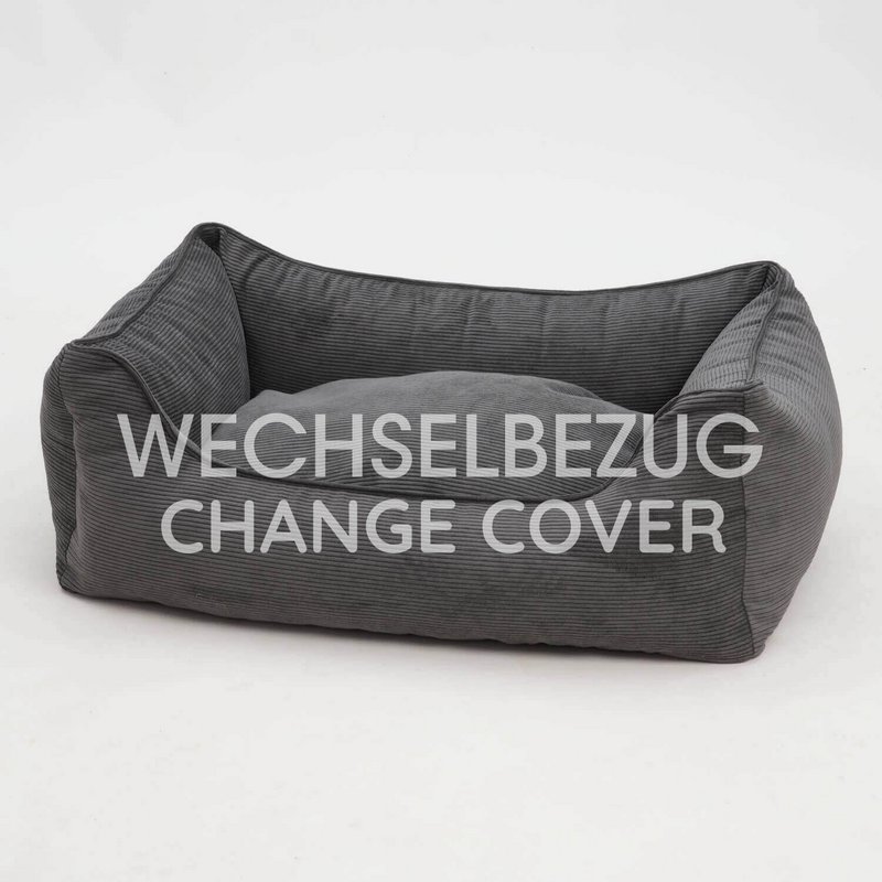 Wechselbezug Hundebett Box Bett Chelsea Cord graphit
