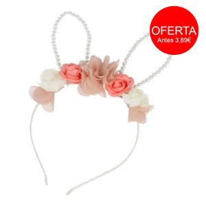 Kinderhoofdband voor haar met konijnenoren en bloemen