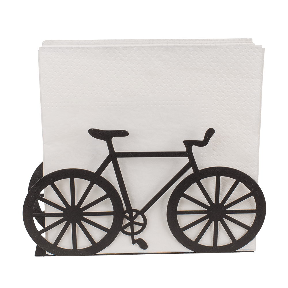 Schwarzer Taschentuchhalter aus Metall, Fahrrad, ca. 19 x 3 x