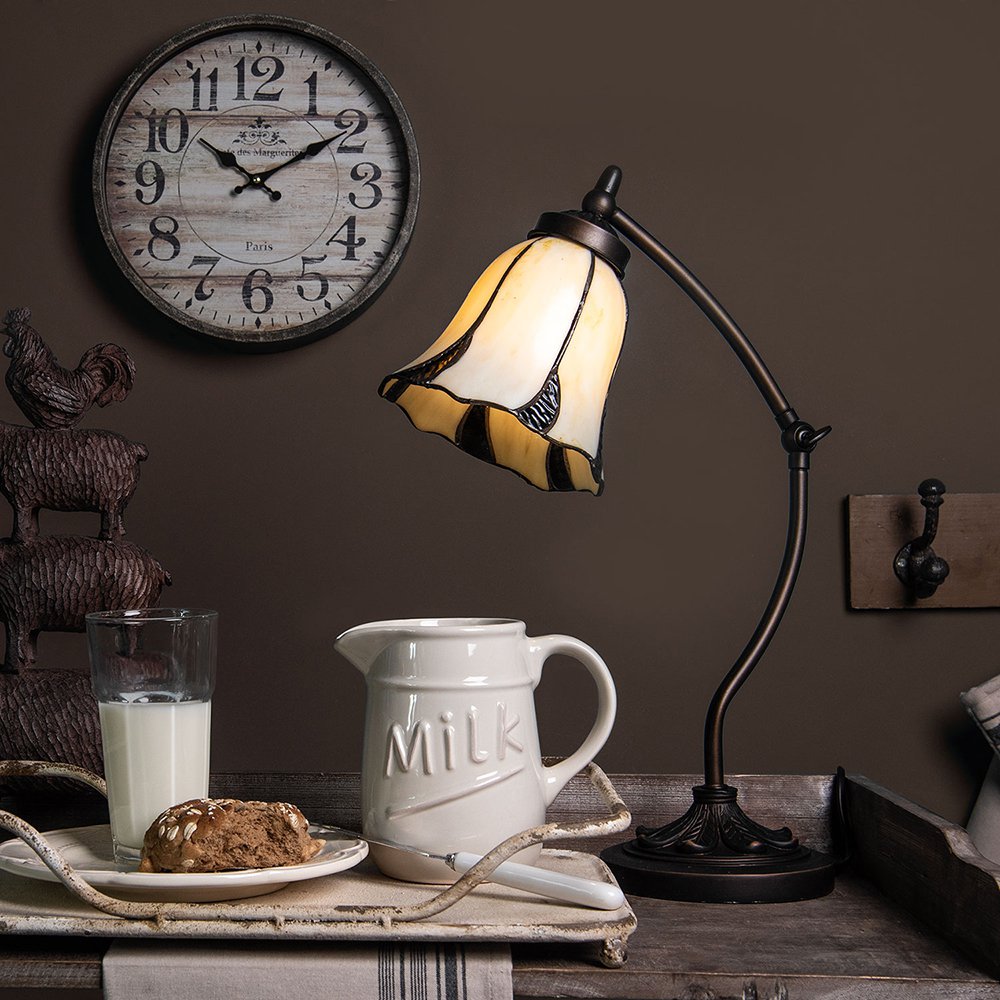 Tiffany table lamp Ø 15x46 cm beige brown glass tiffany desk lamp