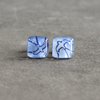 Light blue bird earrings, Sterling silver and glass, Unique artisan jewelry