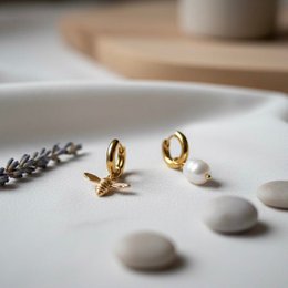 APE – 2in1 Hoops with Gold River Pearl Charm