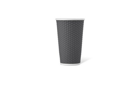 Porcelain cup LAP 450ml with silicon. grip honeycomb Gray