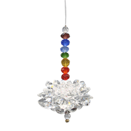 Glass Hanging Crystal 7 Chakra Beads Lotus Flower Clear.