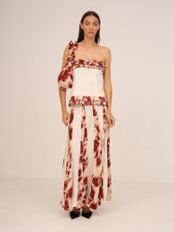 Top rosso con stampa floreale Noctis