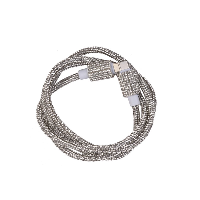 Typ-C 1m-Kabel in Silber-Strass-Steinen-40W