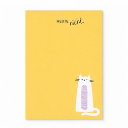 Witziger Notizblock A6 Katze „Heute nicht.“ - Gelber Block - 50 Blatt Recyclingpapier