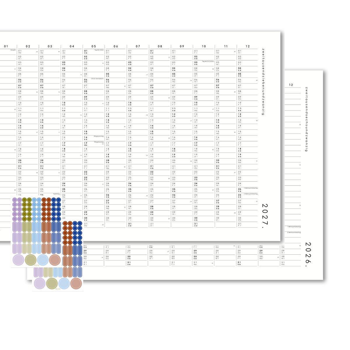 Kalender met zelfklevende stippen 2027 - A2/A1
