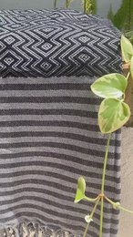 SAHARA Cotton Hammam Beach Towel – Sand Free – Black - 180x100 cm