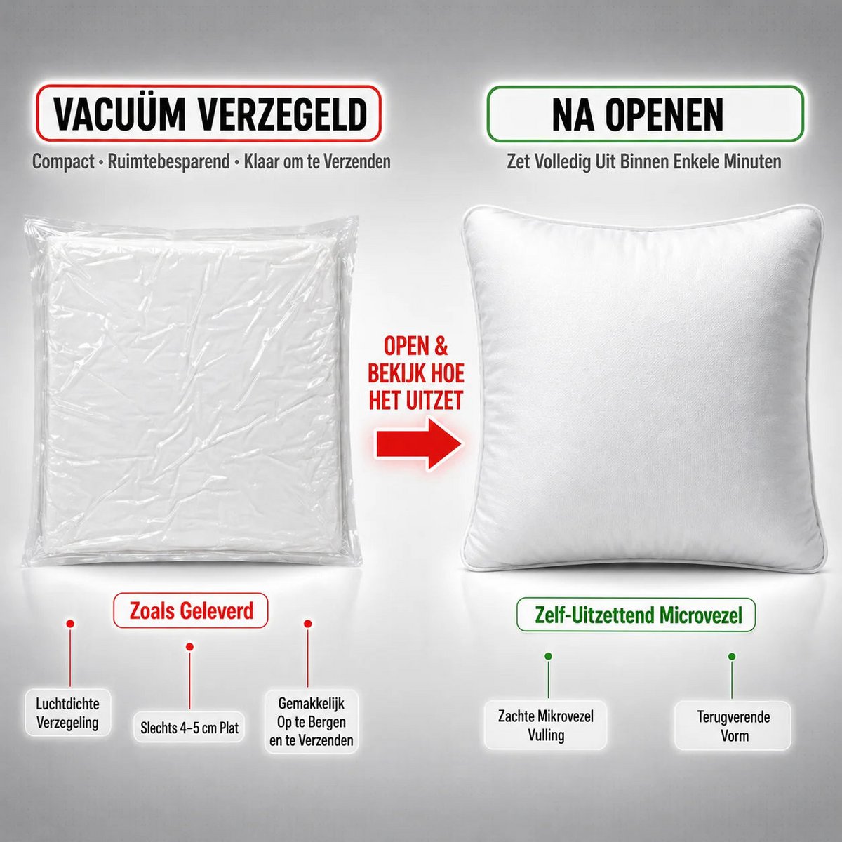 Relleno de cojín / Binnenkussen – 60x60cm – Microfibra 1500g – 100% Poliéster – Urbane Hide