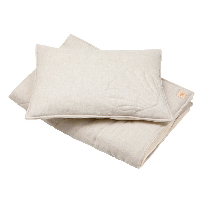 Linnen schelp kinderovertrekset "Sand" Groot formaat