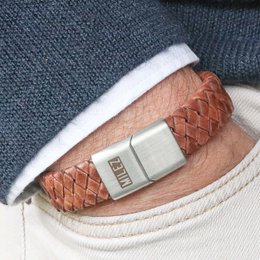 Leather men's bracelet cognac