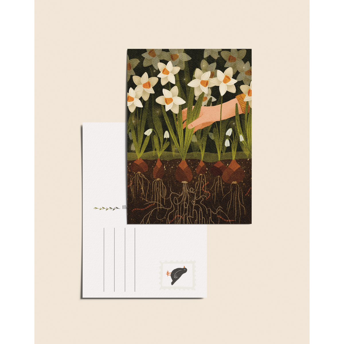 “Narcissen” – A6 Geïllustreerde Kaart | 350gsm Tintoretto Gesso
