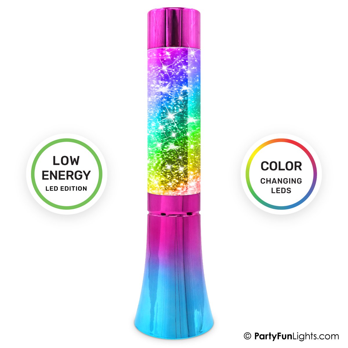 Glitter tornado lamp - battery operated - rainbow look