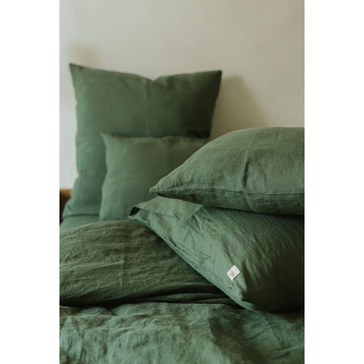 Forest Green Linen Duvet Cover set